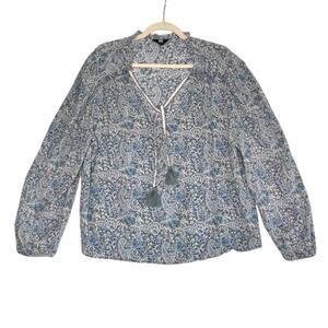 FRYE Floral Tassel Tie Gauze Blouse-Tunic Sz XL Country Cottage Cowgirl Boho Y2K